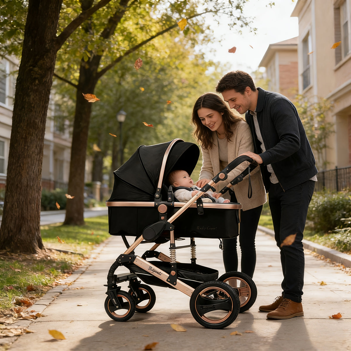 Babyworld Modern Stroller Travel System Convertible Pram with 5-Point Harness