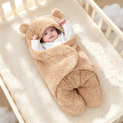 Hooded Newborn Swaddle Blanket with Bear-Ear Hood, 0–3 Months