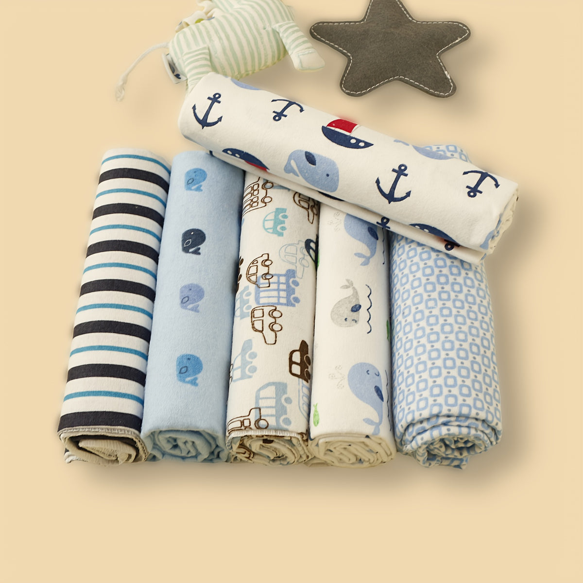 6-Piece Baby Blanket Set, Soft Polyester Swaddling Blankets