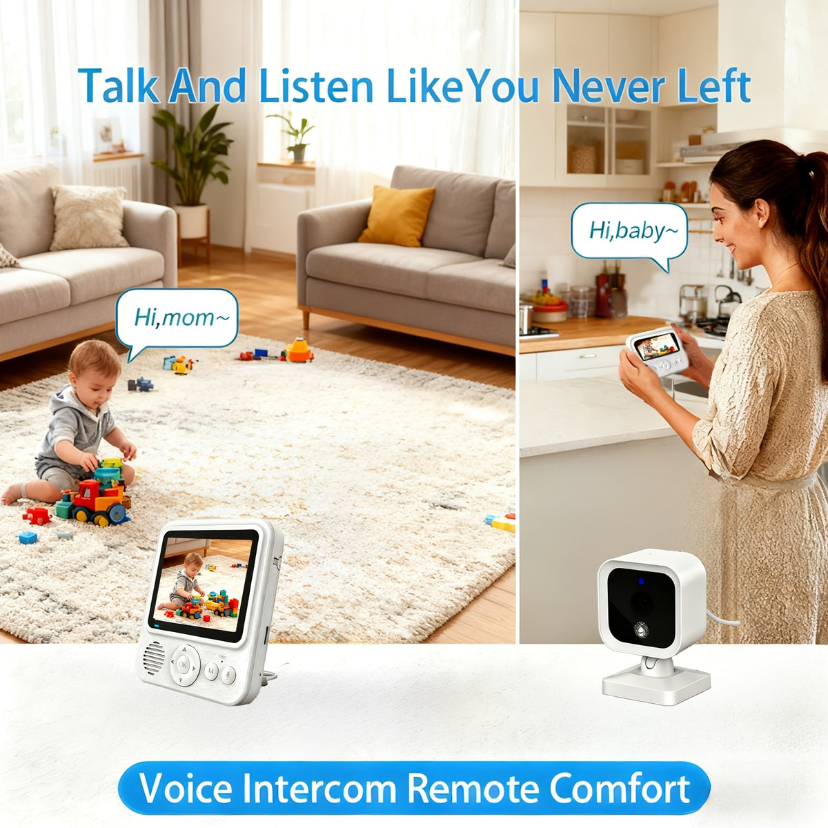 Anicebb Baby Video Monitor | 7.11cm IPS Screen | Two-Way Audio, Night Vision &amp; Temperature Monitoring