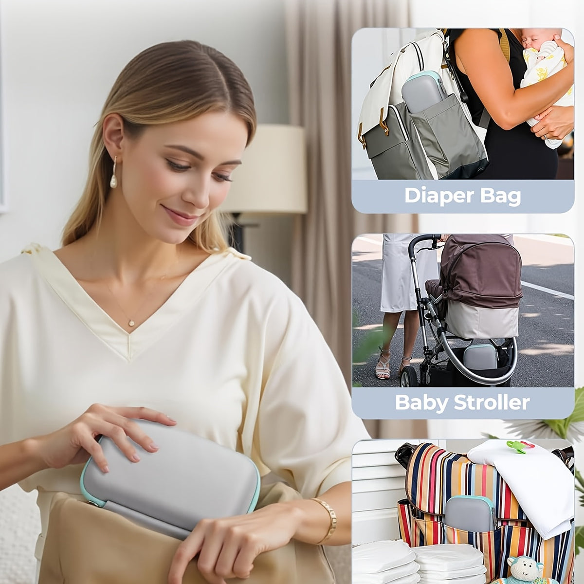 9pcs Newborn Baby Grooming Kit with Portable Case – Complete Infant Care Set for Boys &amp; Girls includes Hair Brush, Nail Clipper, Comb in White &amp; Grey – Essentials for Travel, Bathing, and Skincare Routine