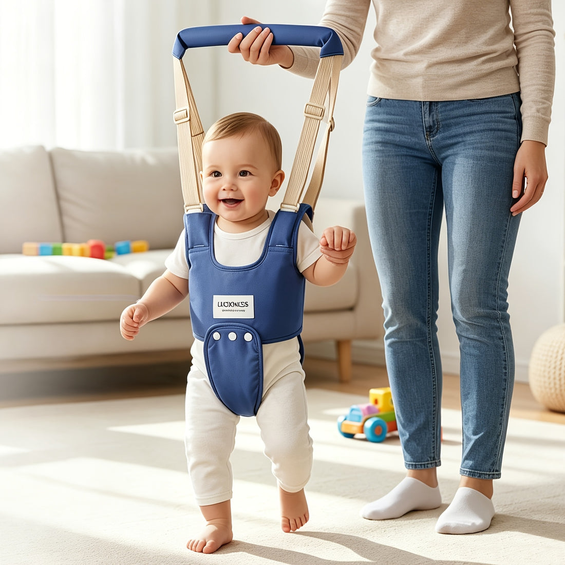 Baby Walking Harness Adjustable Handheld Walker for Toddlers with Detachable Crotch Strap – Infant Walking Assistant & Safety Aid for Babies Learning to Stand & Walk 6-24 Months