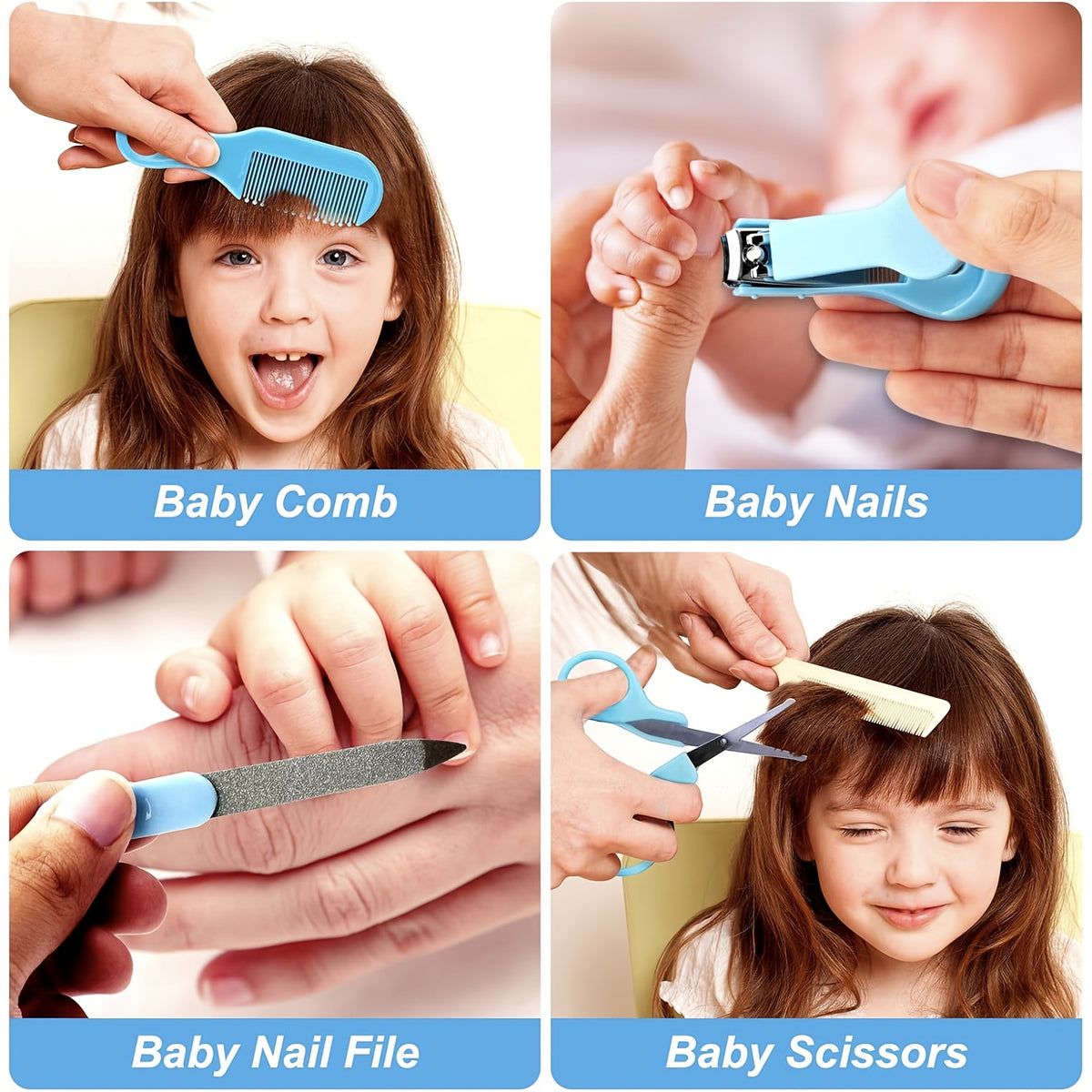 14pcs Safety Care Set for Girls &amp; Boys – Includes Comb, Nail Clippers, Nose Suction &amp; More – Essential Baby Grooming Kit