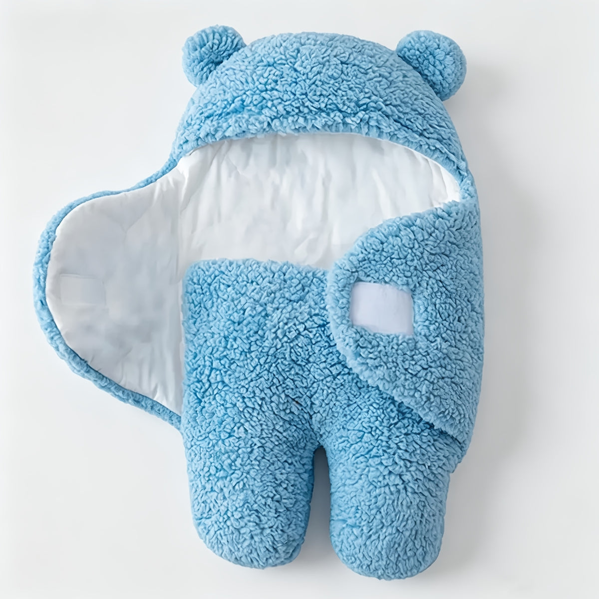 Hooded Newborn Swaddle Blanket with Bear-Ear Hood, 0–3 Months