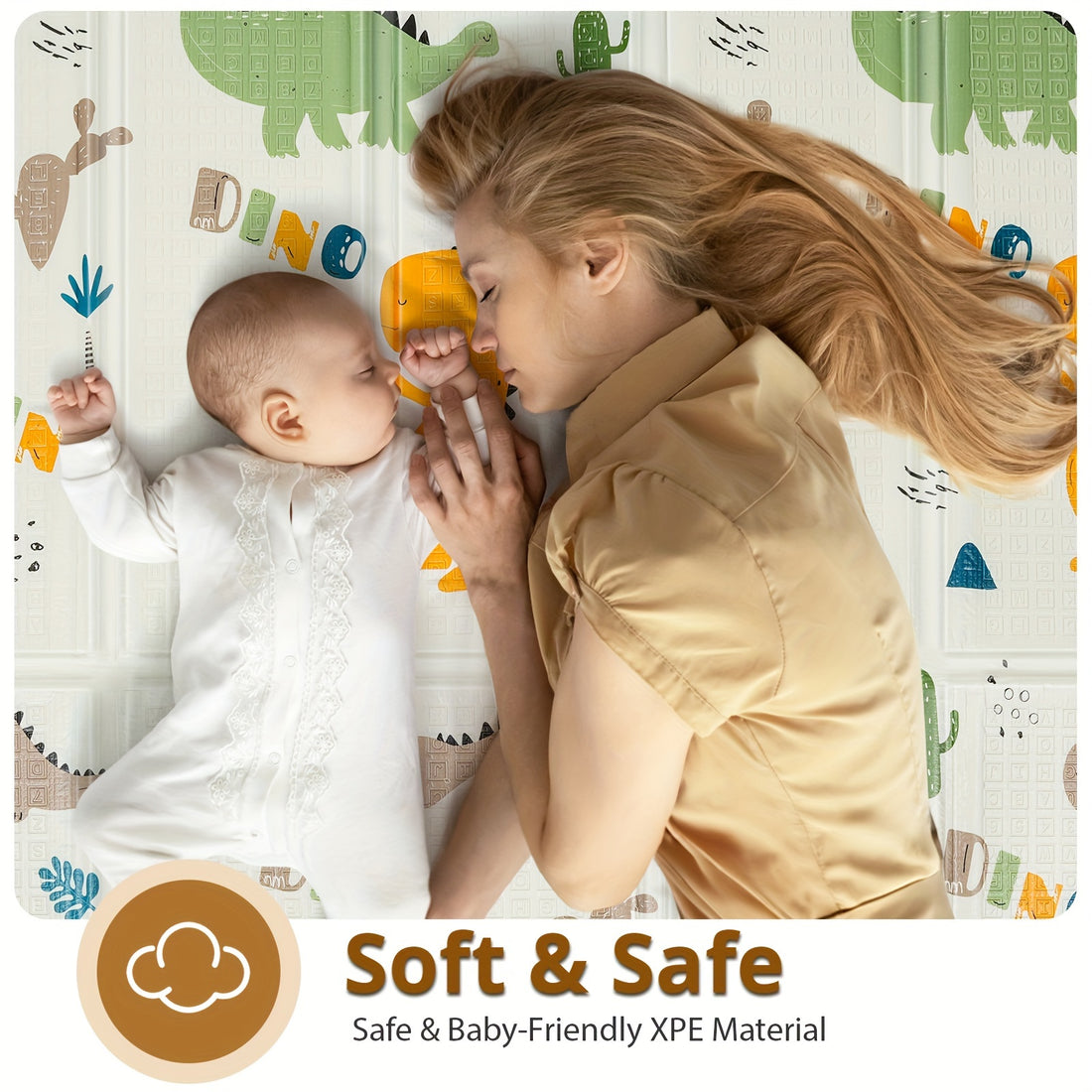 Foldable Play Mat, 127.0x127.0cm x 1.02 cm Thick &amp; Play Mat, Safety Foam Play Mat, Usable 127.0x127.0cm Playpen Mat, Reversible Portable Floor Mat, Christmas Thanksgiving Gift, Double Sided Pattern (Seahorse &amp; Star)