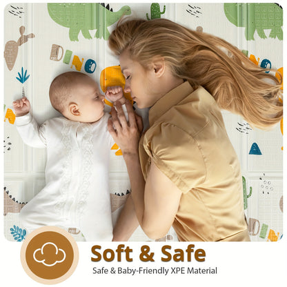 Foldable Play Mat, 127.0x127.0cm x 1.02 cm Thick &amp; Play Mat, Safety Foam Play Mat, Usable 127.0x127.0cm Playpen Mat, Reversible Portable Floor Mat, Christmas Thanksgiving Gift, Double Sided Pattern (Seahorse &amp; Star)