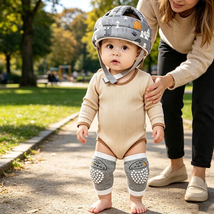 3-Piece Baby Walking Set, Adjustable Hat &amp; Two Knee Pads