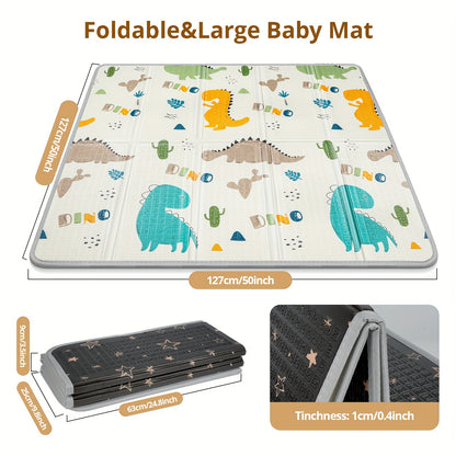 Foldable Play Mat, 127.0x127.0cm x 1.02 cm Thick &amp; Play Mat, Safety Foam Play Mat, Usable 127.0x127.0cm Playpen Mat, Reversible Portable Floor Mat, Christmas Thanksgiving Gift, Double Sided Pattern (Seahorse &amp; Star)