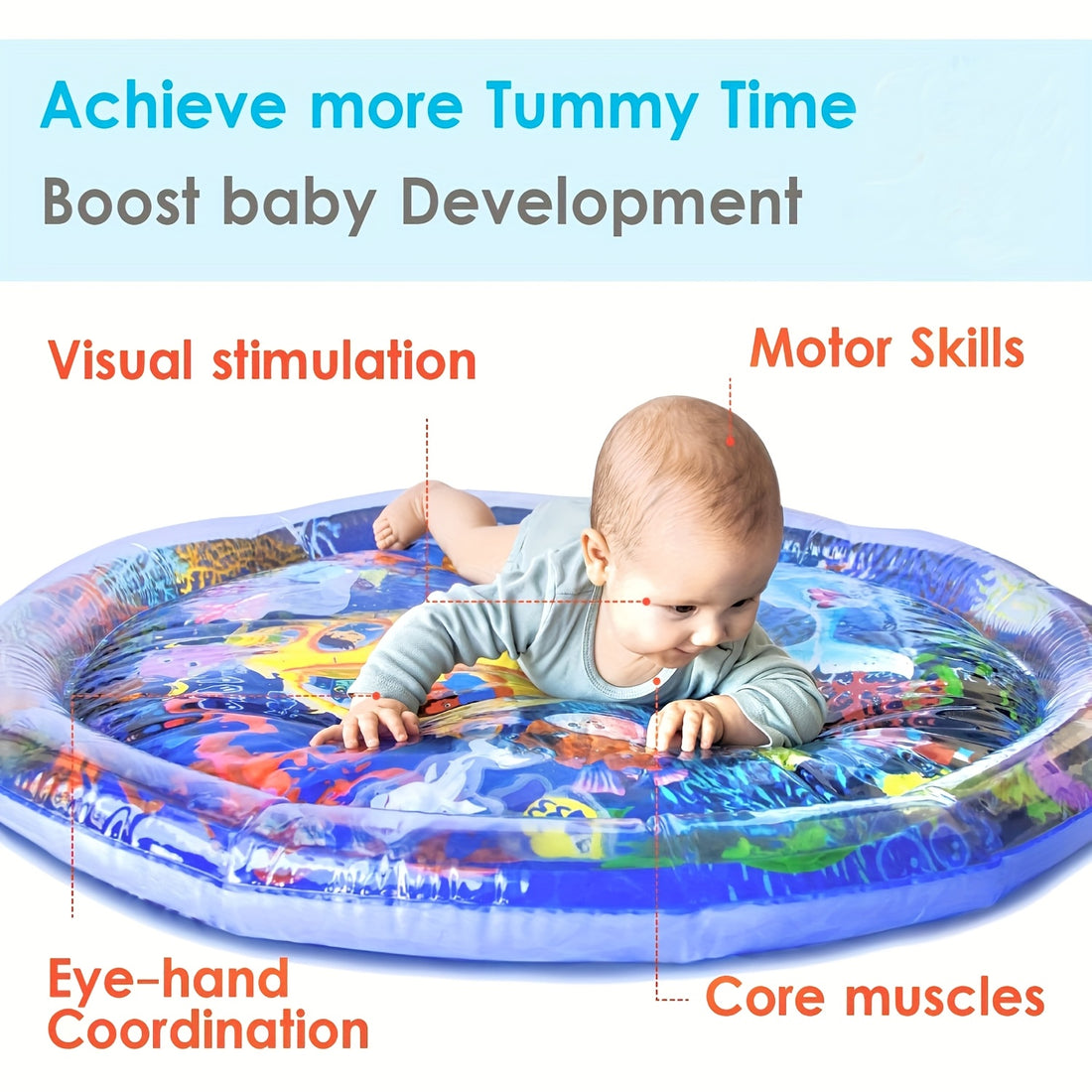 Baby Inflatable Water Play Pad Set | 2-Piece Sensory Activity Mat for Boys & Girls 0+