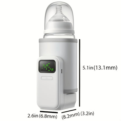 Portable Outdoor Baby Bottle Warmer with Fast-Charging 5000mAh Battery, Digital Display, Suitable for Breast Milk &amp; Formula, Ideal for Travel, Public Places, and Outdoor Feeding