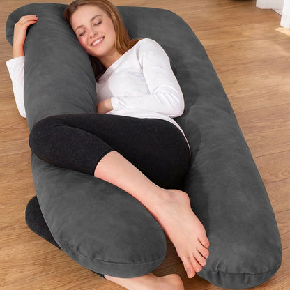 XXL U-Shaped Body Pillow with Cover, Soft Side Sleeping Pillow for Full Body Comfort, Multi-Use Pillow for Sleep, Relax, Reading &amp; Home Use, Washable Cover