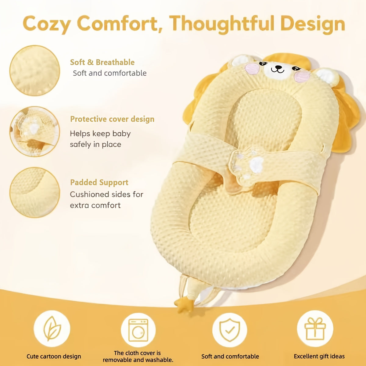 1pc Baby Care Desk, Diaper Desk, Anti Jumping Comfort Slope Cushion, Biomimetic Floor Awakening Baby Care Desk, Foldable Storage, Outward Carrying, Fixed Strap, Anti Rolling Down, Four Seasons Universal Daily Use, Home Diaper Change