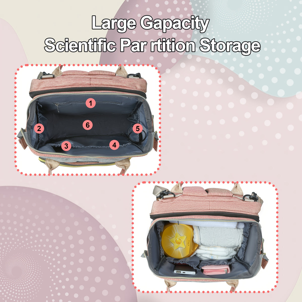 Large-Capacity Diaper Backpack with Portable Changing Station
