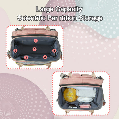 Large-Capacity Diaper Backpack with Portable Changing Station