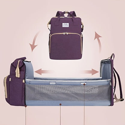 Convertible Diaper Backpack with Foldable Travel Bed &amp; Bassinet Station