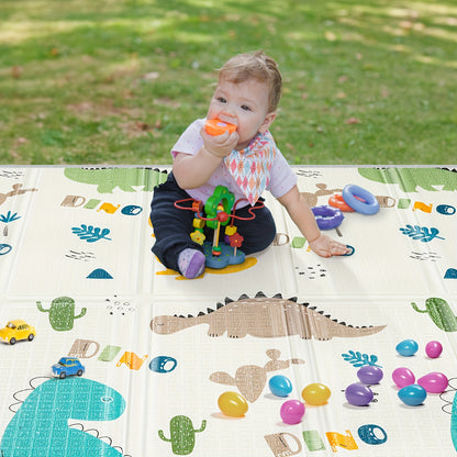Foldable Play Mat, 127.0x127.0cm x 1.02 cm Thick &amp; Play Mat, Safety Foam Play Mat, Usable 127.0x127.0cm Playpen Mat, Reversible Portable Floor Mat, Christmas Thanksgiving Gift, Double Sided Pattern (Seahorse &amp; Star)
