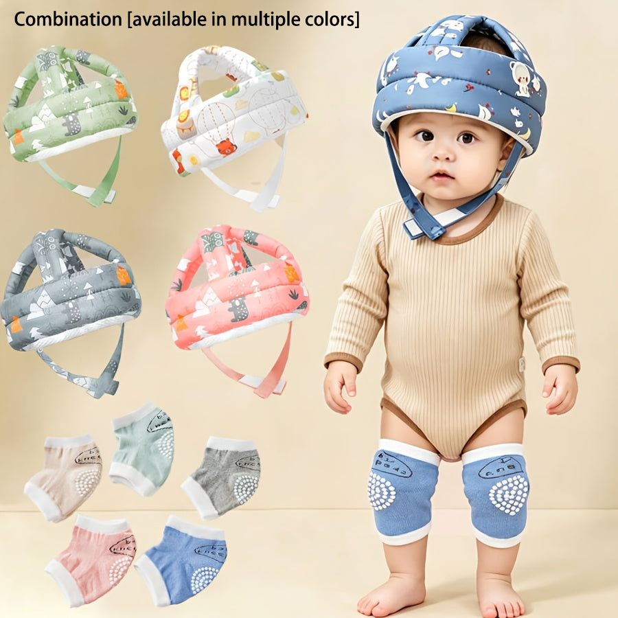 3-Piece Baby Walking Set, Adjustable Hat &amp; Two Knee Pads