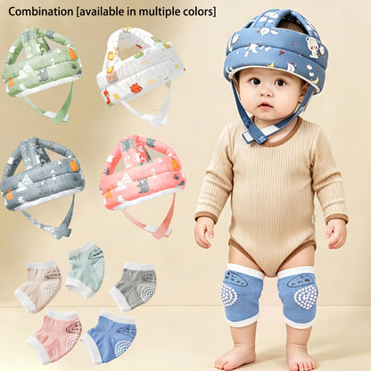 3-Piece Baby Walking Set, Adjustable Hat &amp; Two Knee Pads