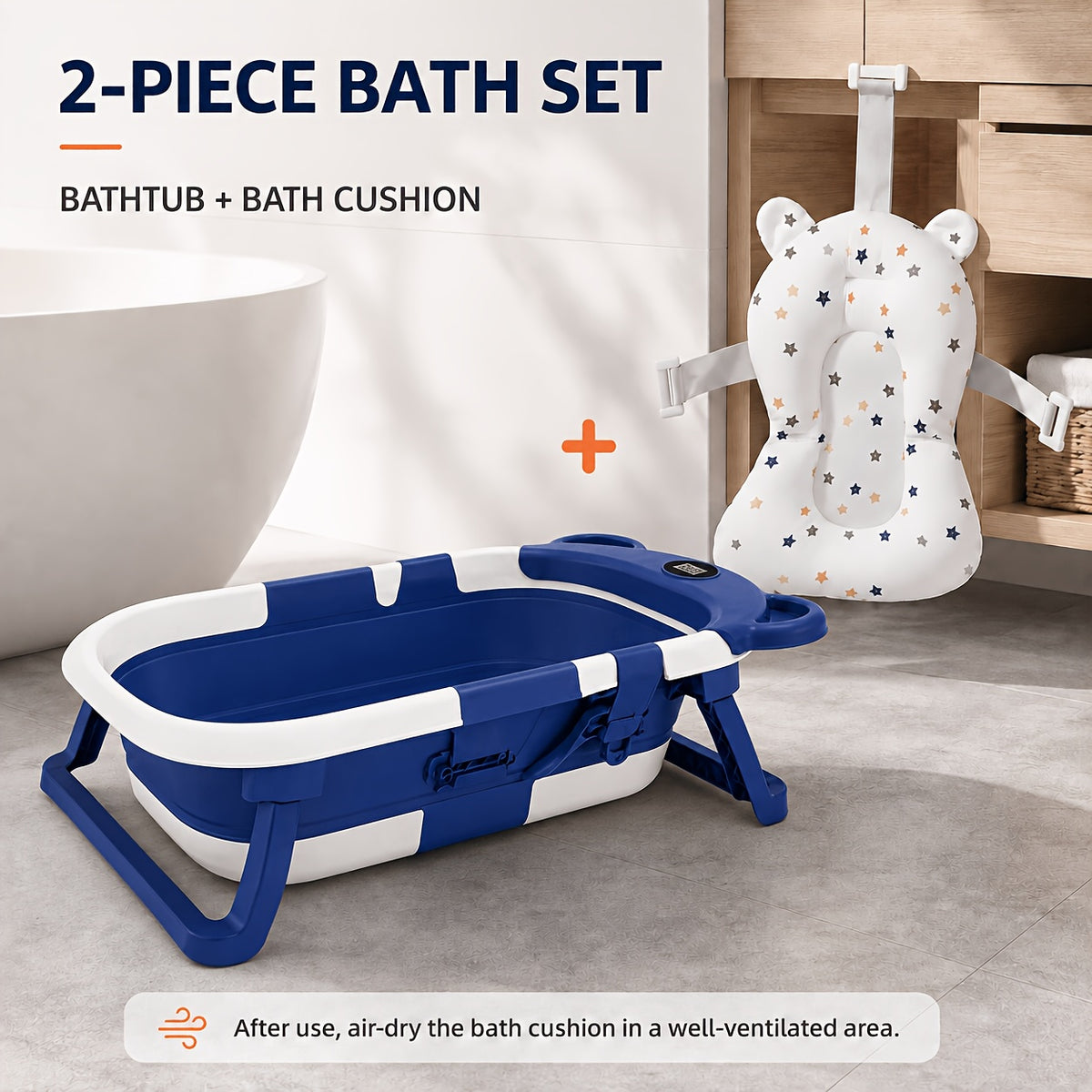 Foldable Baby Bath Tub Set with Digital Temperature Display, Portable Sit And Lie Infant Bathtub, Space-Saving PP And TPE Toddler Bath Basin for Newborns And Babies, "67" X 42 X 21cm, Available In Pink, Blue Or Grey for Home And Travel