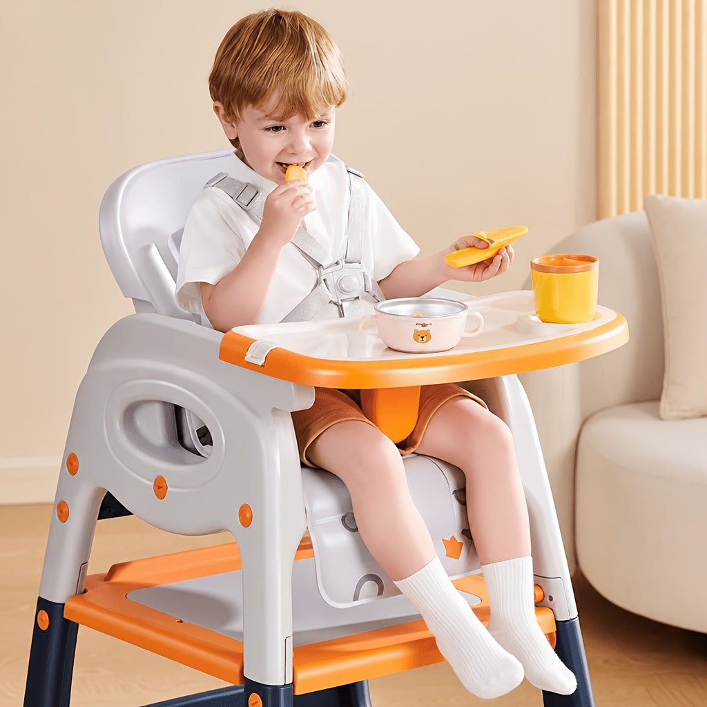 3-in-1 Convertible Baby High Chair with Building Block Baseplate | Toddler Feeding &amp; Play Seat