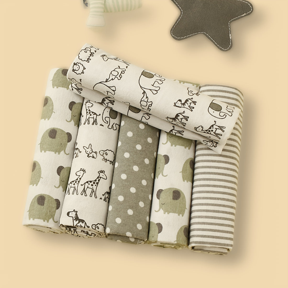 6-Piece Baby Blanket Set, Soft Polyester Swaddling Blankets