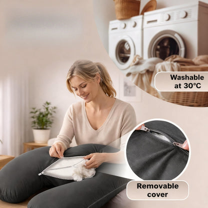 XXL U-Shaped Body Pillow with Cover, Soft Side Sleeping Pillow for Full Body Comfort, Multi-Use Pillow for Sleep, Relax, Reading &amp; Home Use, Washable Cover