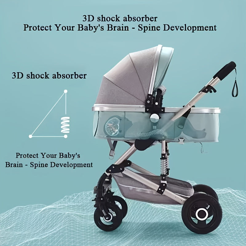 Babyworld Modern Stroller Travel System Convertible Pram with 5-Point Harness