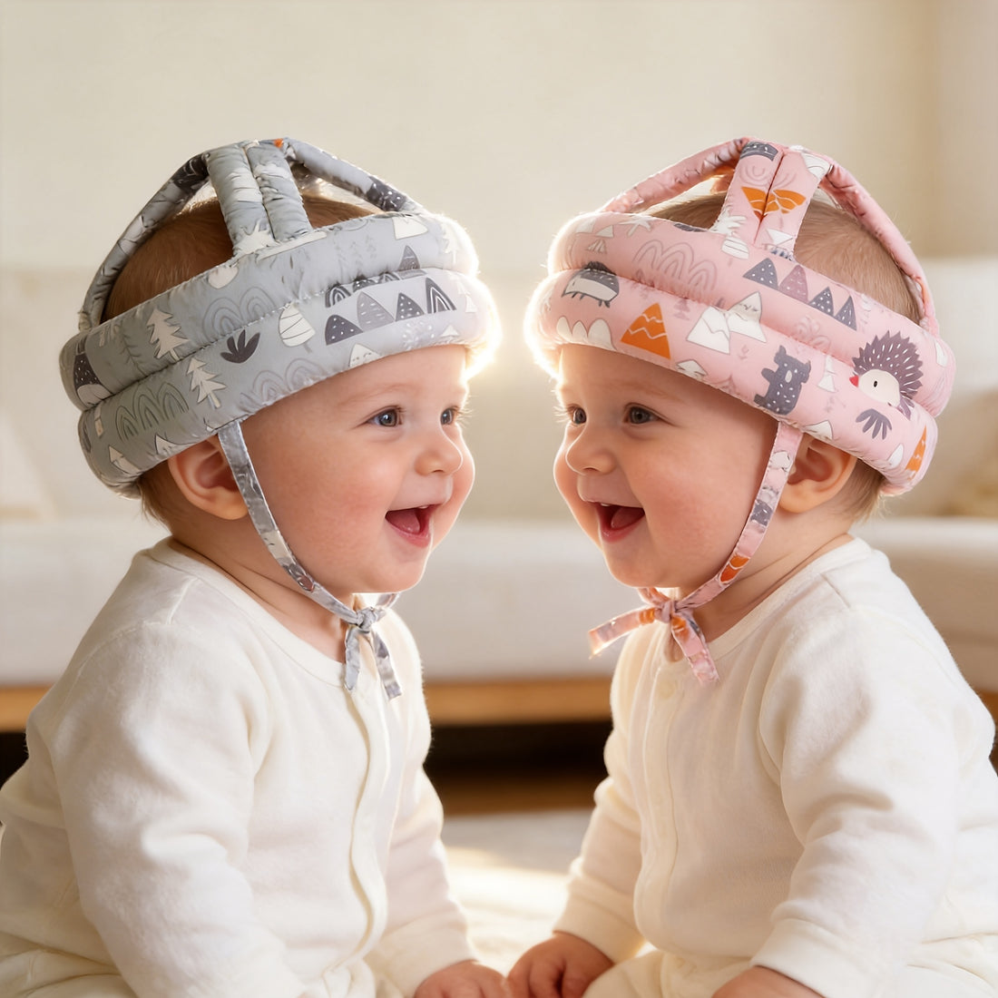 2pcs Baby Hats, Adjustable Design, Cartoon Pattern, Cute Floral Design, Children&