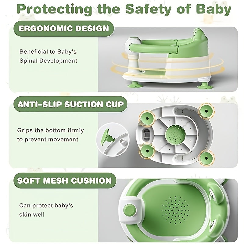 Baby Bath Seat for Babies 6 Months &amp; Up - Baby Bath Support,Toddler Bath Seats for Baby Sitting Up with 4 Suction Cups &amp; Soft Cushion, Non-Slip Infants Shower Bathtub Chair for Newborn Boys Girls,