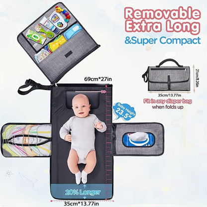 Portable Diaper Changing Pad with Wipes Pocket &amp; Travel Station