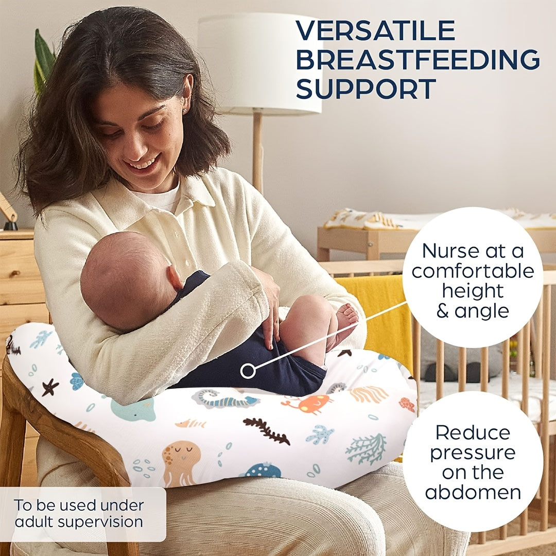 Baby Nursing Pillow with Removable Washable Cover, Soft Breathable Feeding Support Pillow for Breastfeeding, Bottle Feeding, Tummy Time &amp; Sitting
