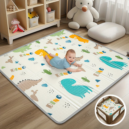 Foldable Play Mat, 127.0x127.0cm x 1.02 cm Thick &amp; Play Mat, Safety Foam Play Mat, Usable 127.0x127.0cm Playpen Mat, Reversible Portable Floor Mat, Christmas Thanksgiving Gift, Double Sided Pattern (Seahorse &amp; Star)