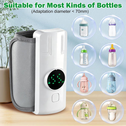 Portable Travel-Friendly Bottle Warmer | Battery-Powered with Temperature Display for On-The-Go Feeding