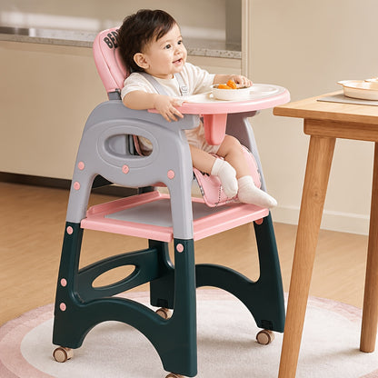 3-in-1 Convertible Baby High Chair with Building Block Baseplate | Toddler Feeding &amp; Play Seat