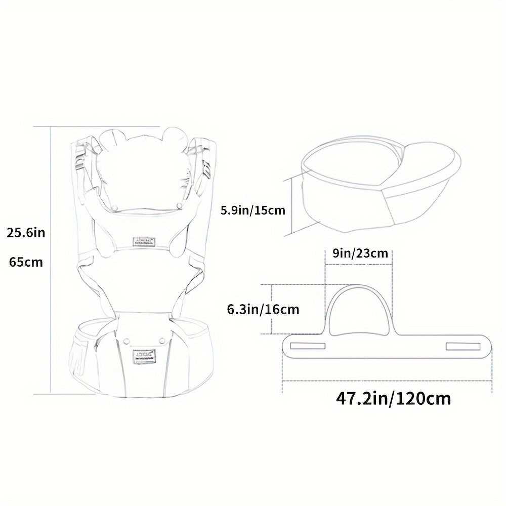 AINOMI 6-in-1 Baby Carrier with Hip Seat – Adjustable, Ergonomic, Breathable Mesh Design with Head Support for Newborns to Toddlers (0-48 Months; 3.18-20.41 KG), Detachable &amp; Soft for Comfortable Babywearing