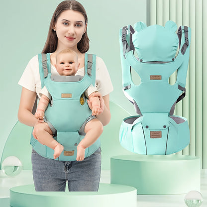 AINOMI 6-in-1 Baby Carrier with Hip Seat – Adjustable, Ergonomic, Breathable Mesh Design with Head Support for Newborns to Toddlers (0-48 Months; 3.18-20.41 KG), Detachable &amp; Soft for Comfortable Babywearing