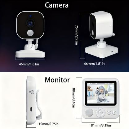 Anicebb Baby Video Monitor | 7.11cm IPS Screen | Two-Way Audio, Night Vision &amp; Temperature Monitoring