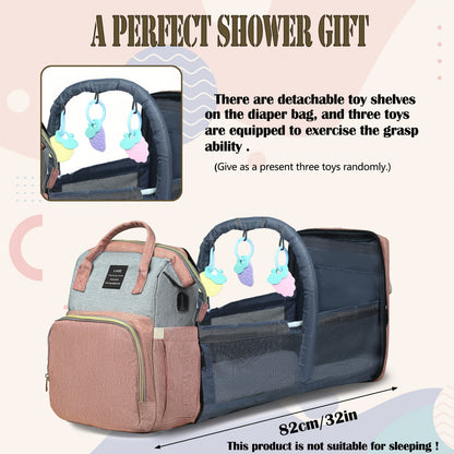 Large-Capacity Diaper Backpack with Portable Changing Station