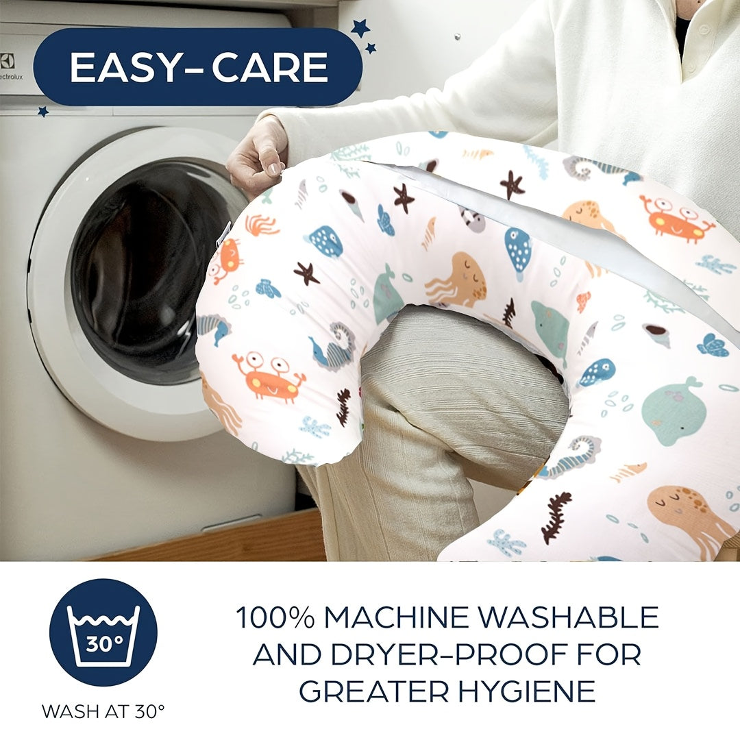 Baby Nursing Pillow with Removable Washable Cover, Soft Breathable Feeding Support Pillow for Breastfeeding, Bottle Feeding, Tummy Time &amp; Sitting