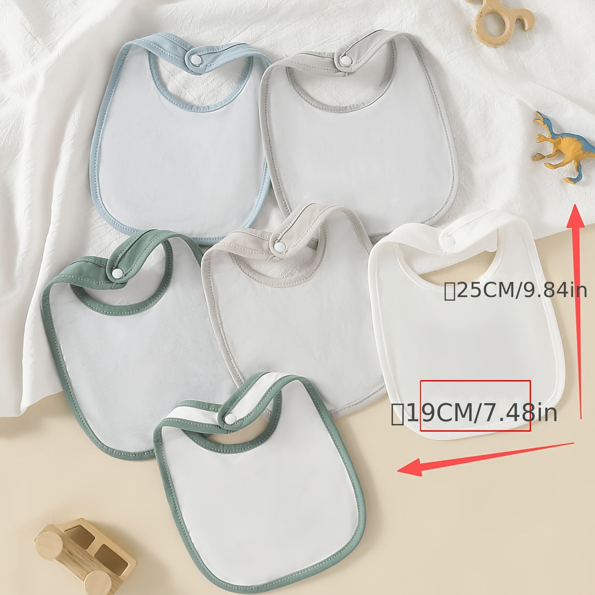 6pcs Baby Bandana Drool Bibs with Cute Dinosaur Embroidery Soft Bound Edges, Ideal for Teething Babies