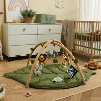 Baby Playmat Gym &amp; Activity Leaf Mat | Tummy Time Mat with Detachable Hanging Toys