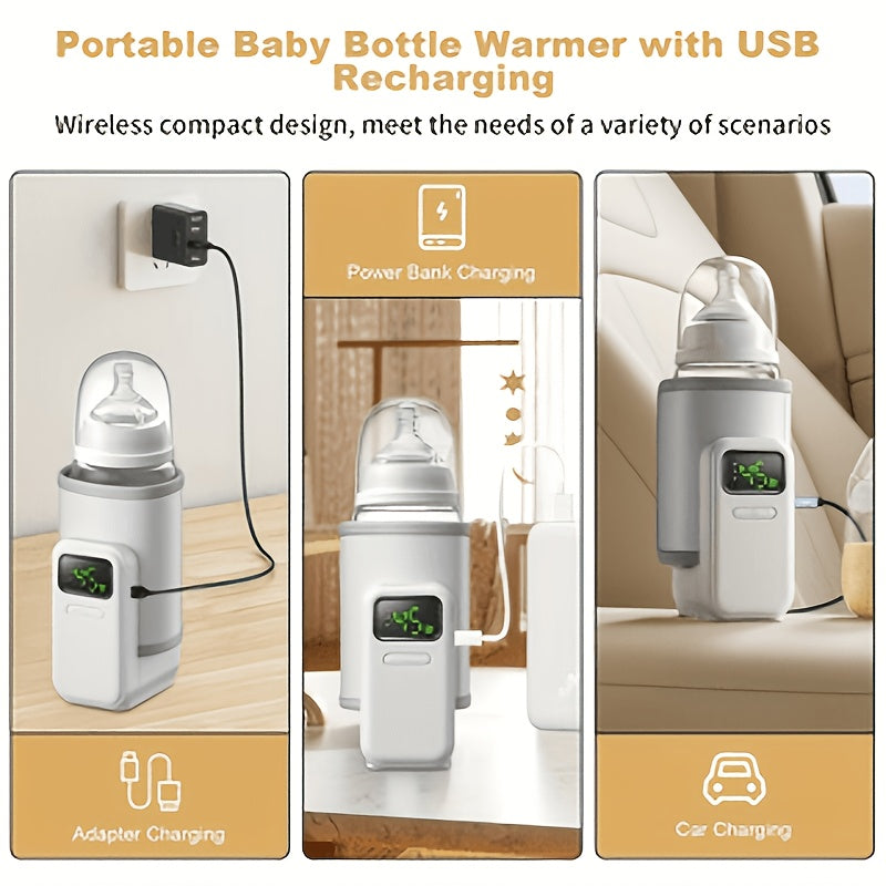 Portable Outdoor Baby Bottle Warmer with Fast-Charging 5000mAh Battery, Digital Display, Suitable for Breast Milk &amp; Formula, Ideal for Travel, Public Places, and Outdoor Feeding