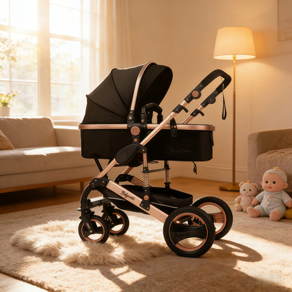 Babyworld Modern Stroller Travel System Convertible Pram with 5-Point Harness
