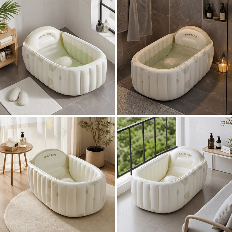 1pc 89cm/35.03inch Small Freestanding Inflatable Bathtub, Easy to Inflate, Easy to Store, Space-Saving, Perfect Choice for Patio Water Play or Bathing, Foldable for Storage - Portable