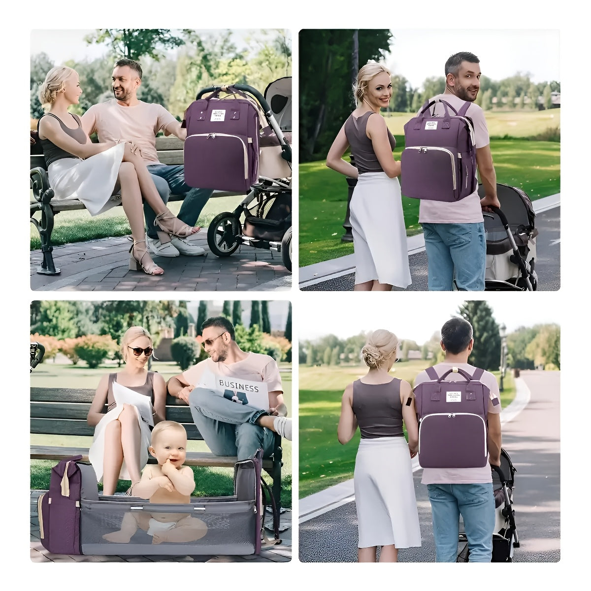 Convertible Diaper Backpack with Foldable Travel Bed &amp; Bassinet Station