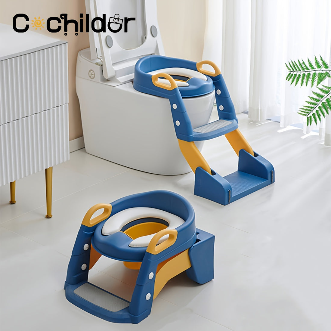 Adjustable Potty Training Seat with Step Stool, Handles & Splash Guard