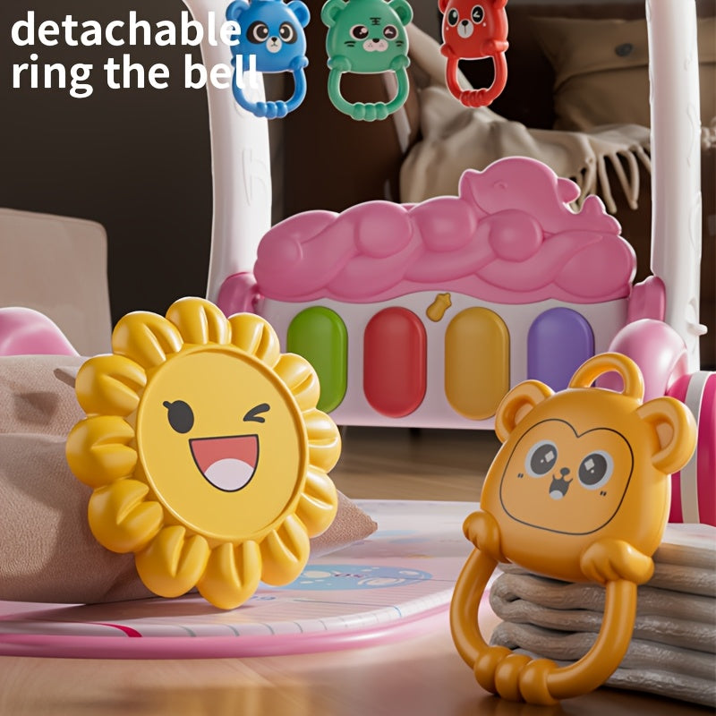 3-in-1 STEM Animal Astronaut Walker &amp; Piano Gym | Light-Up Music Play Mat &amp; Sensory Toy | Battery-Powered (Batteries Not Included) | Soft Material | Infant Prone Training Gift
