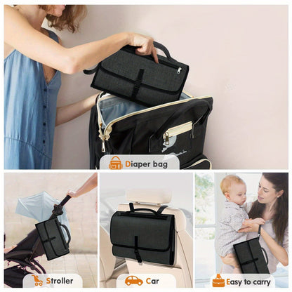 Portable Diaper Changing Pad with Wipes Pocket &amp; Travel Station