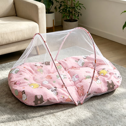 Baby Folding Mosquito-Proof Bed with Small Pad Set, Portable Outdoor Baby Bed Full-Coverage Mosquito Net, Baby Travel Bed Car Use Infant Mosquito Net