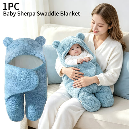 Hooded Newborn Swaddle Blanket with Bear-Ear Hood, 0–3 Months